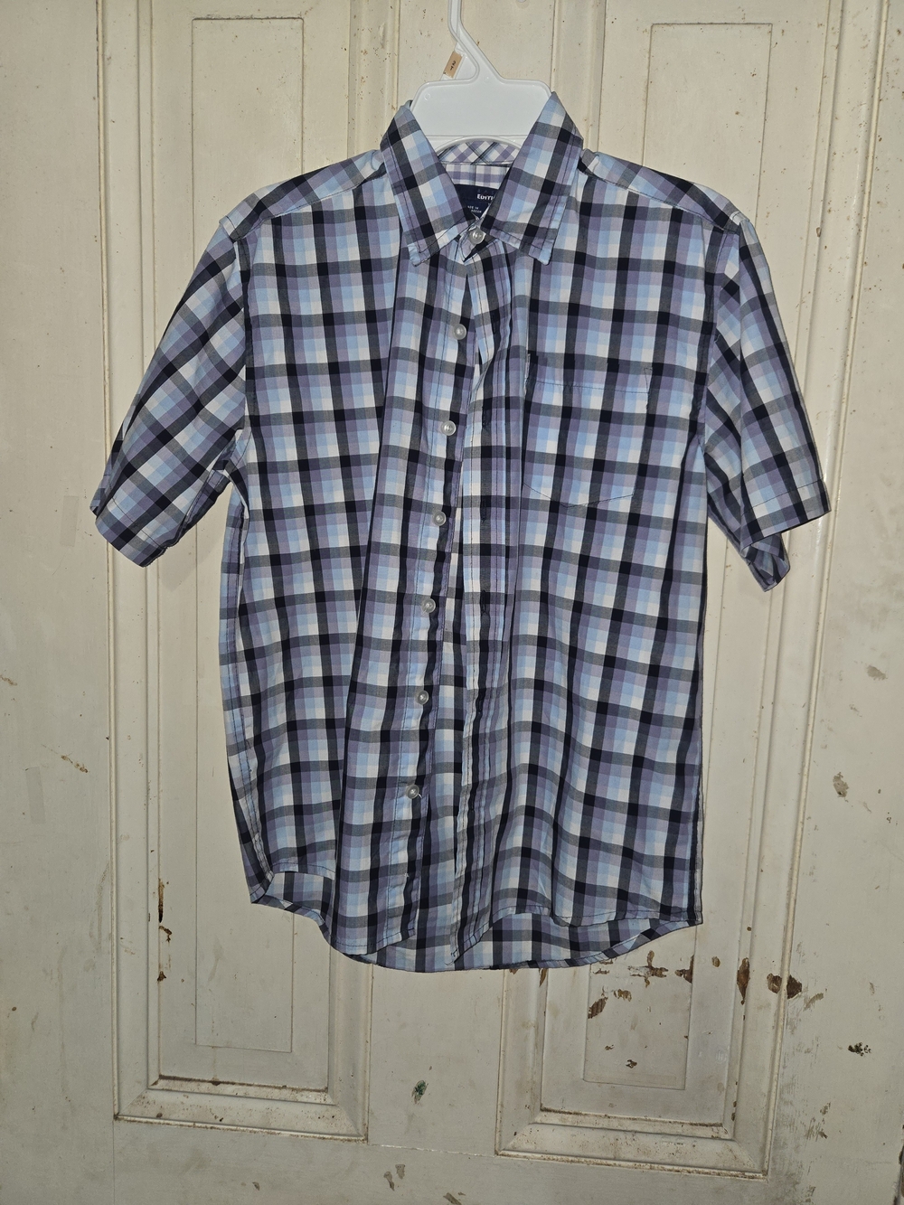 Basic Editions Kid's Short-Sleeve Plaid Button-Down Shirt - Blue & Black
